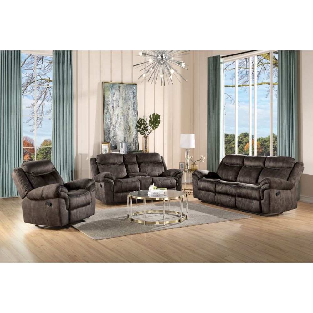 ACME Furniture Sofas & Couches - Sofa w/USB Dock & Console(Motion), 2-Tone Chocolate Velvet 55020