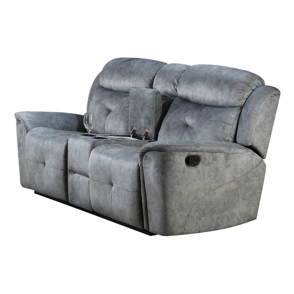 ACME Furniture Sofas & Couches - Loveseat w/Console (Motion), Silver Gray Fabric 55031