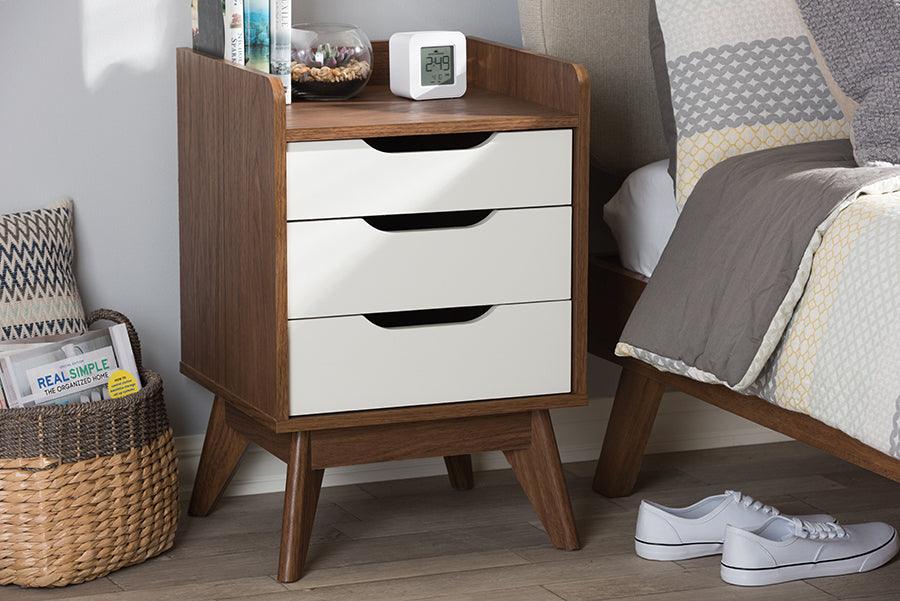 Wholesale Interiors Nightstands & Side Tables - Brighton Nightstand White/Walnut Brown