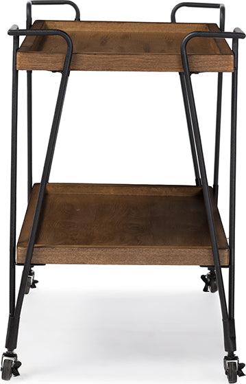 Wholesale Interiors Kitchen & Bar Carts - Jessica Antique Black Textured Finish Metal Distressed Ash Wood Mobile Serving Bar Cart