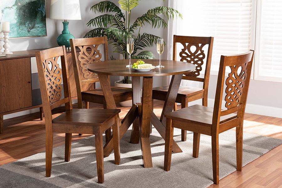 Wholesale Interiors Dining Sets - Valda Walnut Brown Finished Wood 5-Piece Dining Set