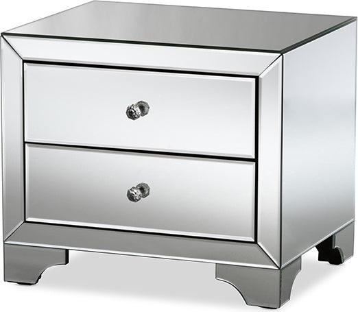 Wholesale Interiors Nightstands & Side Tables - Farrah Nightstand Silver Mirrored