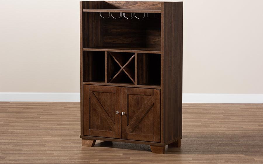 Wholesale Interiors Bar Units & Wine Cabinets - Carrie Transitional Walnut Brown Finished Wood Wine Storage Cabinet