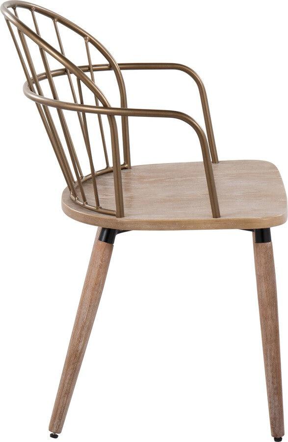 Lumisource Accent Chairs - Riley Industrial Chair In White Washed Wood & Antique Copper Metal.