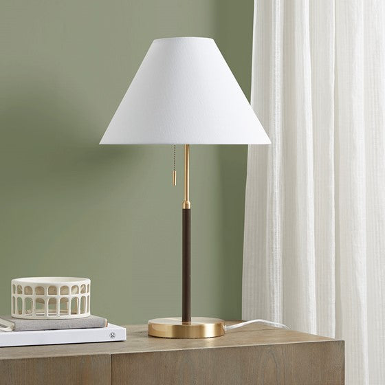 Olliix.com Table Lamps - Two Tone Pull-chain Table Lamp Gold/Brown