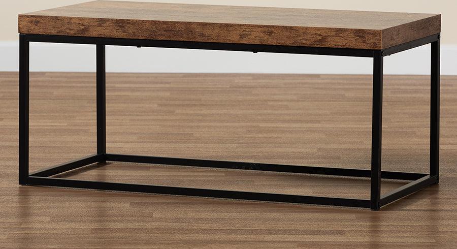 Wholesale Interiors Coffee Tables - Bardot Walnut Brown Finished Wood and Black Metal Coffee Table