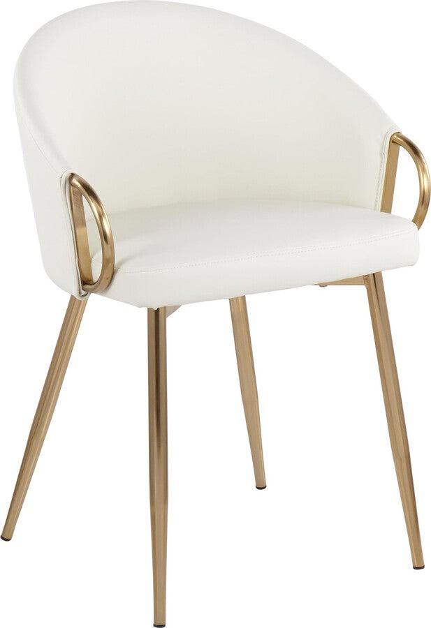 Lumisource Accent Chairs - Claire Contemporary/Glam Chair In Gold Metal & White Faux Leather (Set of 2)