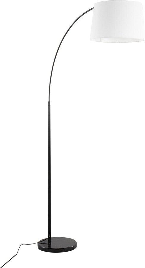 Lumisource Floor Lamps - March Contemporary Floor Lamp In Black Marble & Black Metal With White Linen Shade