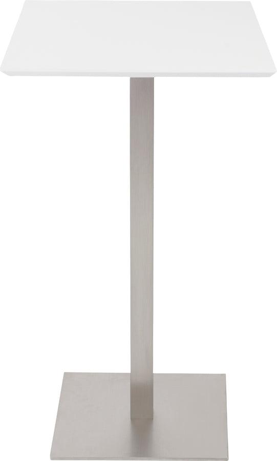 Euro Style Bar Tables - Elodie-B 24" Bar Table in Matte White with Brushed Stainless Steel Column and Base