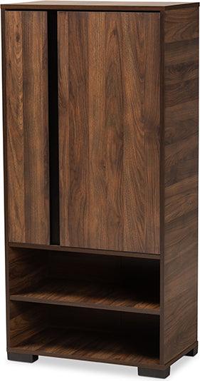 Wholesale Interiors Shoe Storage - Raina Two-Tone Walnut Brown and Black Finished Wood 2-Door Shoe Storage Cabinet