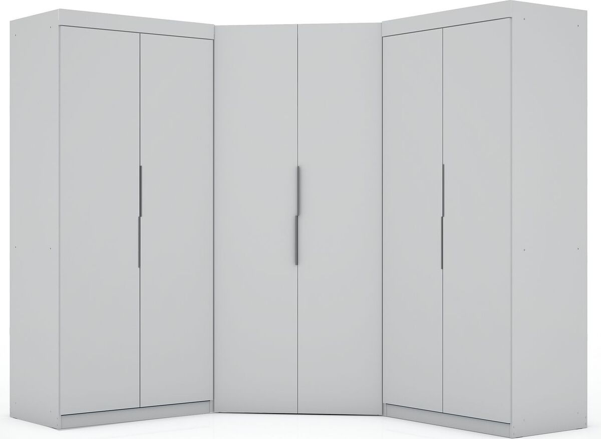 Manhattan Comfort Cabinets & Wardrobes - Mulberry 3.0 Sectional Corner Closet - Set of 3 in White