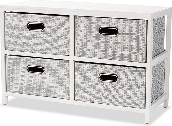 Wholesale Interiors Bedroom Organization - Camber Modern and Contemporary White Finished Wood 4-Basket Storage Unit