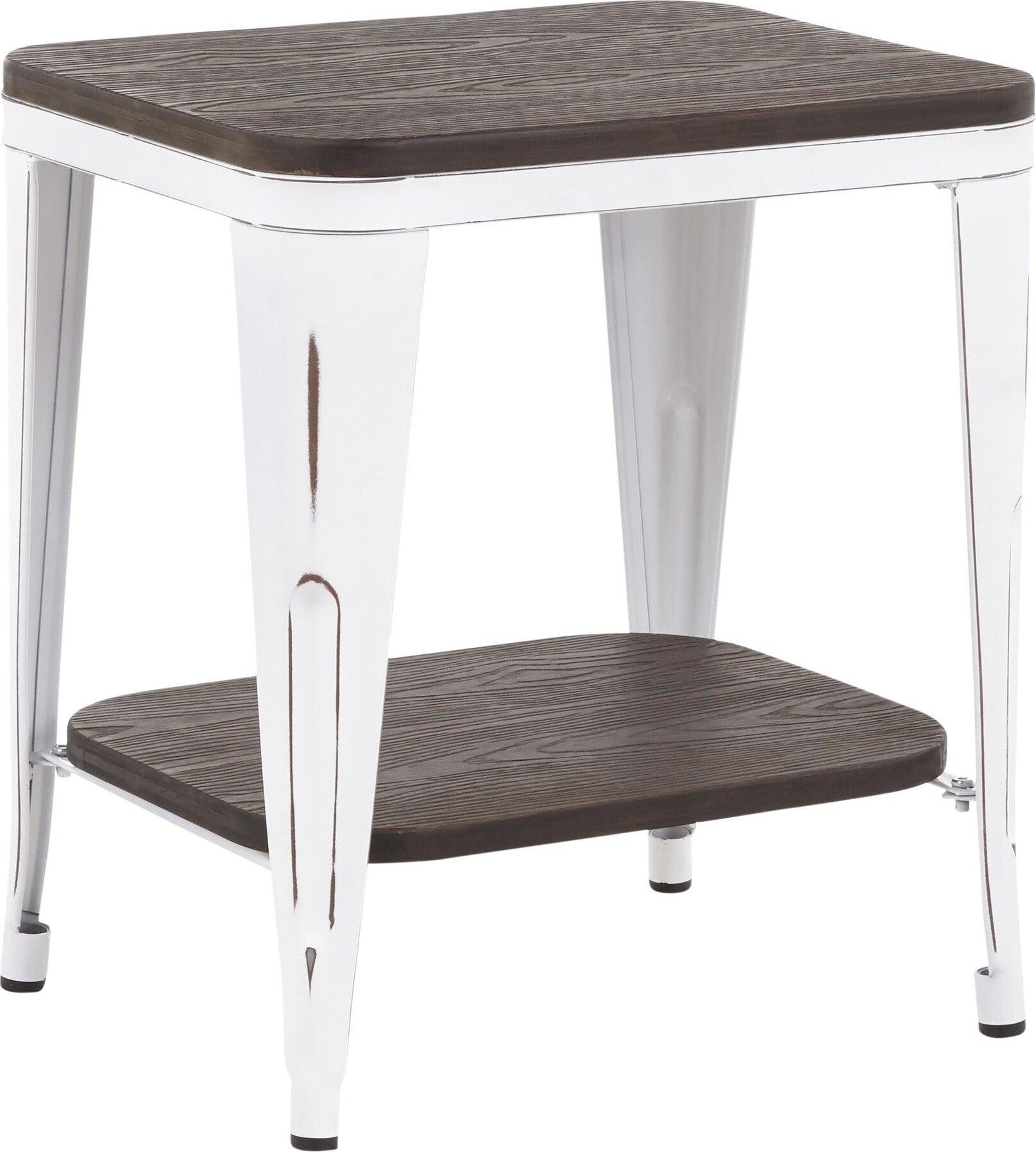Lumisource Side & End Tables - Oregon End Table Vintage White & Espresso Bamboo
