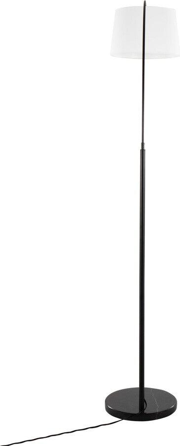 Lumisource Floor Lamps - March Contemporary Floor Lamp In Black Marble & Black Metal With White Linen Shade