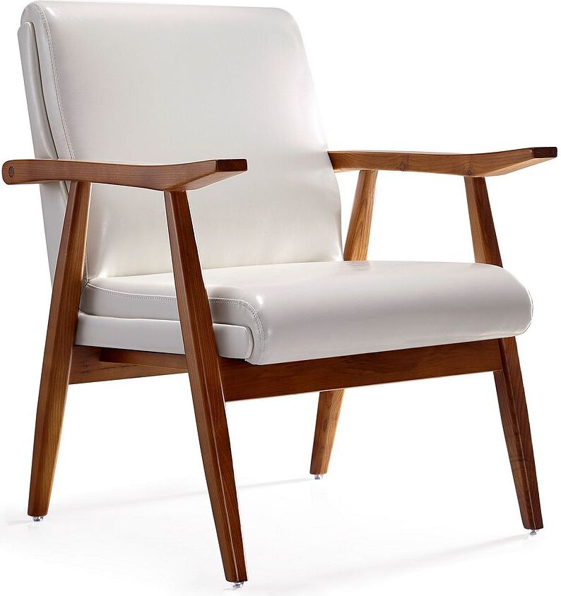 Manhattan Comfort Accent Chairs - ArchDuke White and Amber Faux Leather Accent Chair (Set of 2)