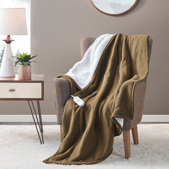 Olliix.com Heated Blankets - Heated Throw Brown