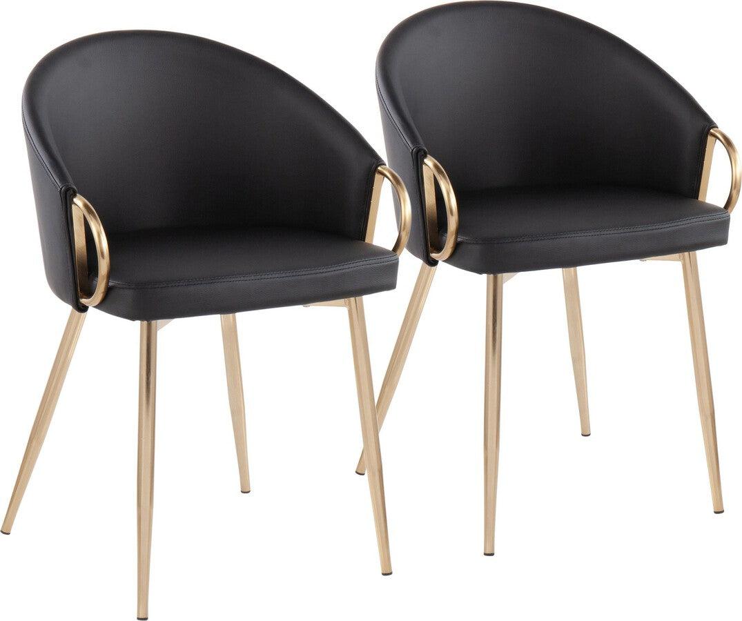 Lumisource Accent Chairs - Claire Contemporary/Glam Chair In Gold Metal & Black Faux Leather (Set of 2)