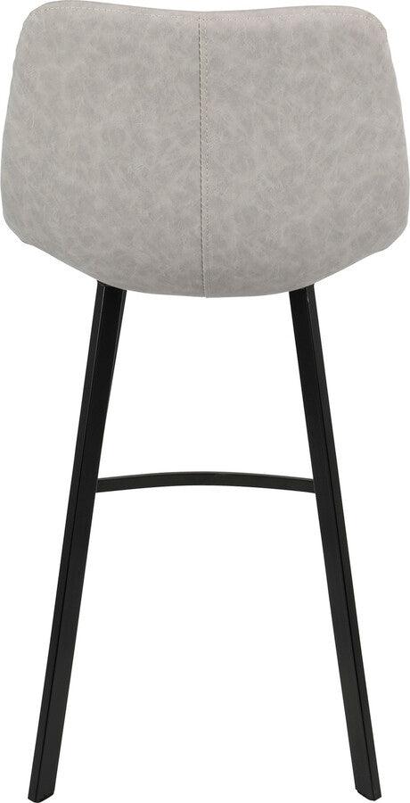 Lumisource Barstools - Outlaw Industrial Counter Stool in Black with Grey Faux Leather - Set of 2