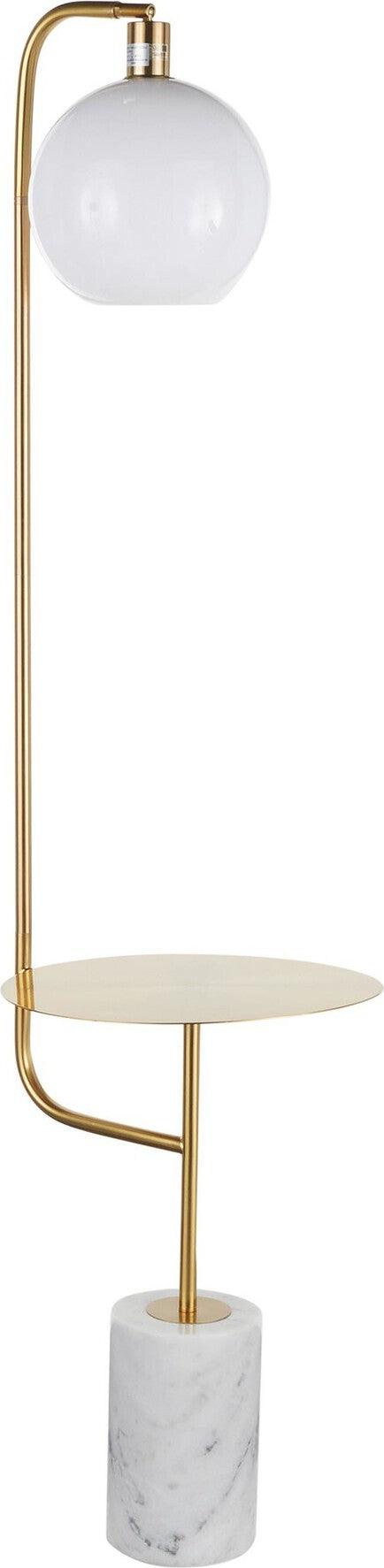 Lumisource Floor Lamps - Symbol Floor Lamp with Side Table White & Gold