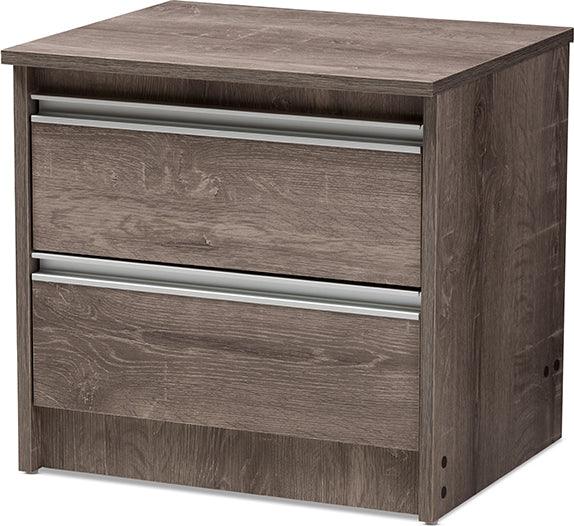 Wholesale Interiors Nightstands & Side Tables - Gallia 2 Drawers Nightstand Oak Brown