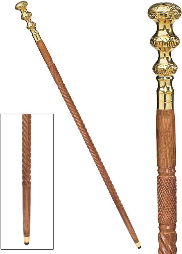 Design Toscano For Him - 3 Gold Saucer Brass Walking Stick