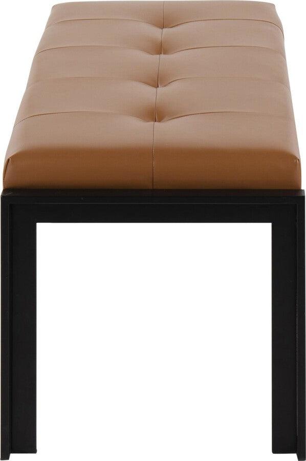 Lumisource Benches - Fuji Contemporary Bench In Black Metal & Camel Faux Leather