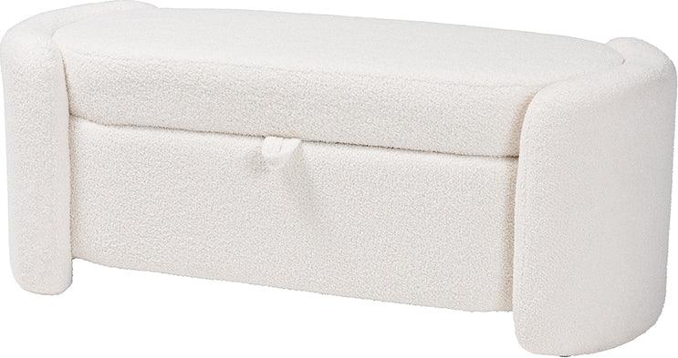 Wholesale Interiors Benches - Oakes Modern and Contemporary Ivory Boucle Upholstered Storage Bench