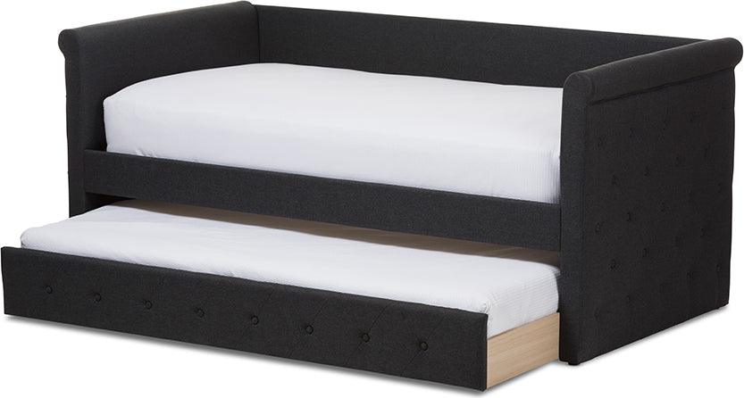 Wholesale Interiors Daybeds - Alena Modern And Contemporary Dark Grey Fabric Daybed With Trundle