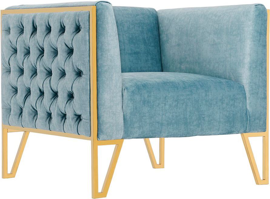 Manhattan Comfort Accent Chairs - Vector Accent Chair in Ocean Blue and Gold