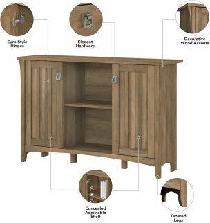 Bush Business Furniture Shoe Storage - Entryway Storage Set with Hall Tree, Shoe Bench and Accent Cabinet Reclaimed Pine