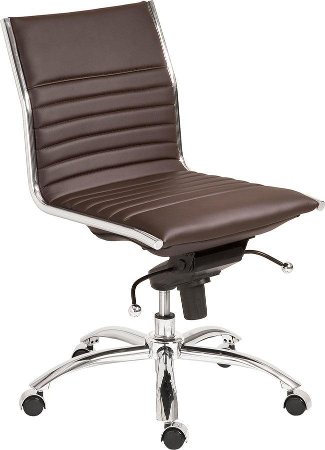 Euro Style Task Chairs - Dirk Low Back Office Chair w/o Armrests Brown