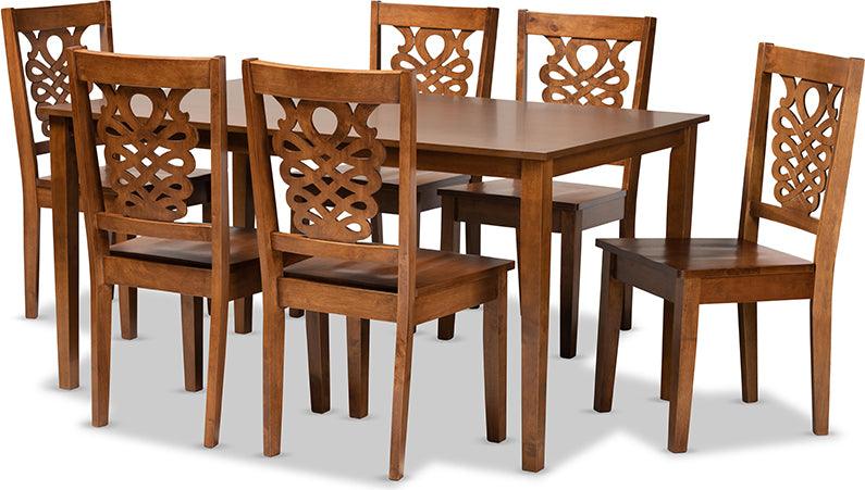 Wholesale Interiors Dining Sets - Luisa Walnut Brown Finished Wood 7-Piece Dining Set