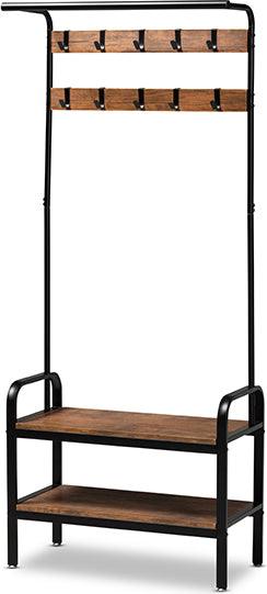 Wholesale Interiors Coat Hangers - Aislin Vintage Rustic Industrial Distressed Wood And Black Metal Finished Entryway Hall Tree
