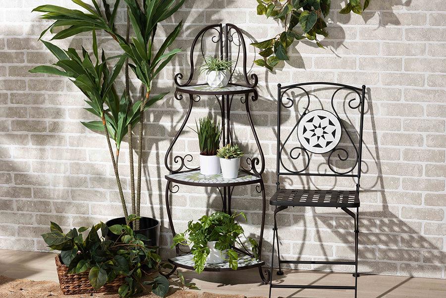 Wholesale Interiors Planters - Airell Multi-Colored Glass and Black Metal 3-Tier Plant Stand