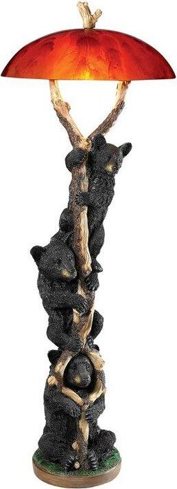 Design Toscano Spooky Decor - Setting Sun Black Bear Floor Lamp