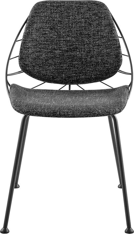 Euro Style Dining Chairs - Linnea Side Chair In Black Fabric with Matte Black Frame and Legs - Set of 2