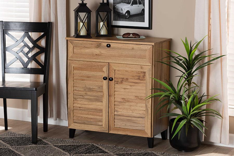 Wholesale Interiors Shoe Storage - Coolidge Oak Brown Finished Wood 1-Drawer Shoe Storage Cabinet