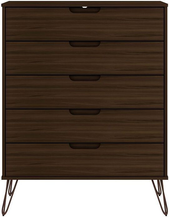 Manhattan Comfort Bedroom Sets - Rockefeller Brown 5-Drawer Dresser & 2-Drawer Nightstand Set