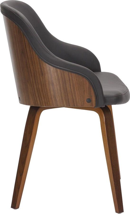 Lumisource Dining Chairs - Bacci Dining/Accent Chair In Walnut Wood & Brown Faux Leather