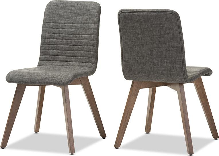 Wholesale Interiors Dining Chairs - Sugar Mid-century Style Dark Grey Fabric and Walnut Wood Dining Chair (Set of 2)