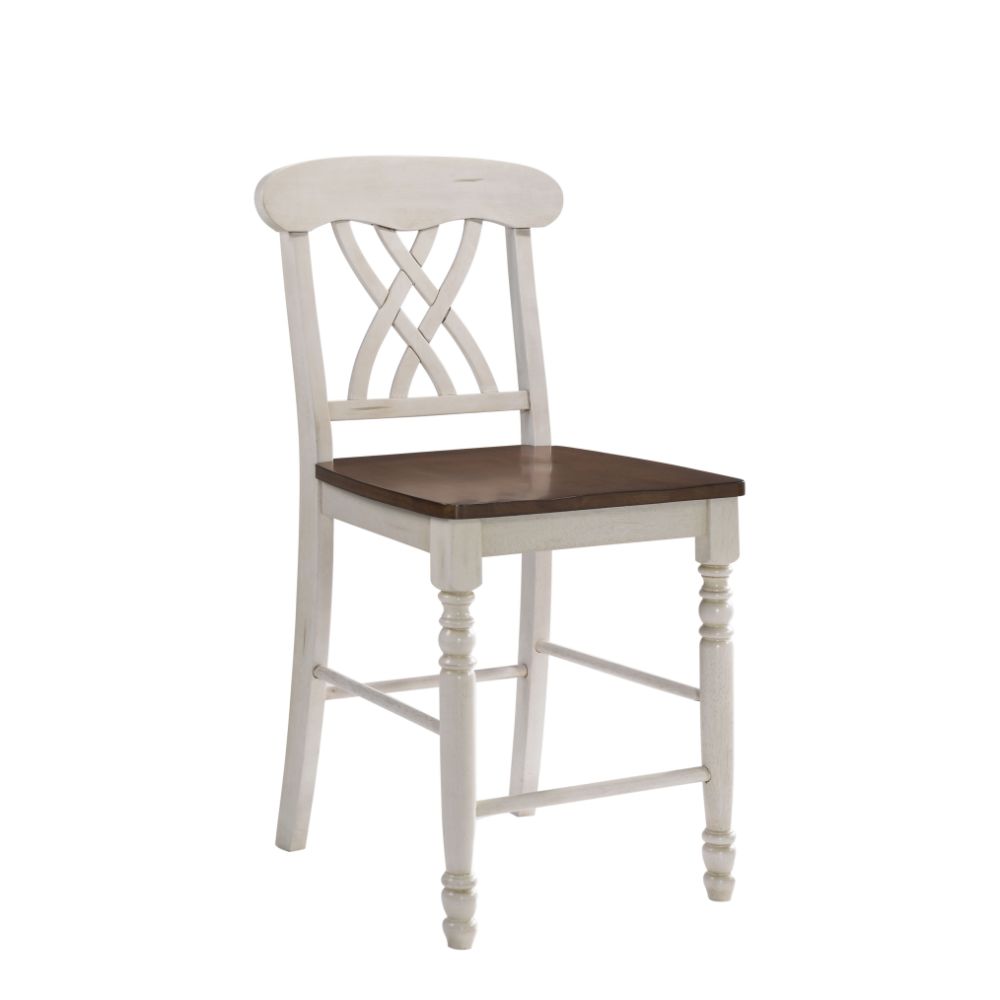 ACME Barstools - ACME Dylan Counter Height Chair (Set-2), Buttermilk & Oak