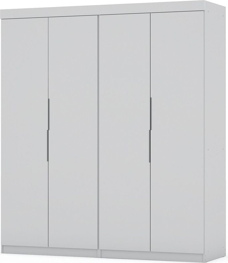 Manhattan Comfort Cabinets & Wardrobes - Mulberry 2 Sectional Modern Wardrobe Closet with 4 Drawers - Set of 2 in White
