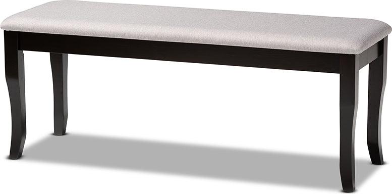 Wholesale Interiors Benches - Cornelie Grey Fabric Upholstered and Dark Brown Finished Wood Dining Bench