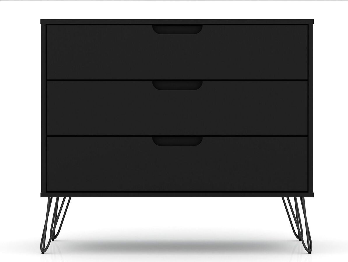 Manhattan Comfort Bedroom Sets - Rockefeller 5-Drawer & 3-Drawer Black Dresser Set