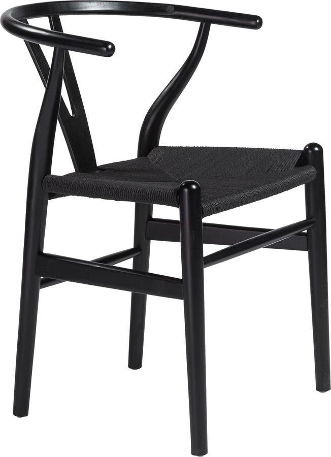 Euro Style Dining Chairs - Evelina Side Chair with Black Stained Framed and Black Rush Seat - Set of 2