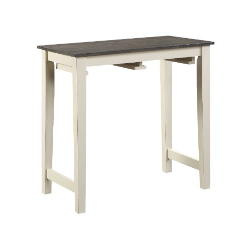 ACME Counter Height Set - ACME Yobanna 3-Piece Counter Height Set, Gray Oak & Antique White Finish