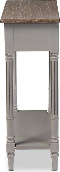 Wholesale Interiors Consoles - Edouard French White Wash Distressed Wood And Grey Two-Tone 1-Drawer Console Table