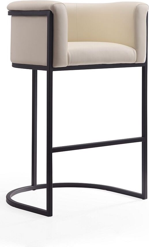 Manhattan Comfort Barstools - Cosmopolitan 37.8 in. Cream and Black Metal Barstool