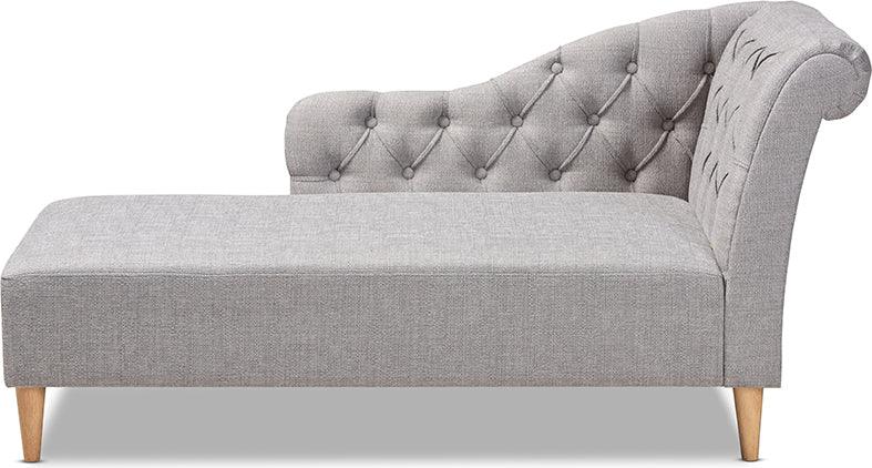 Wholesale Interiors Sleepers & Futons - Emeline Modern And Contemporary Grey Fabric Upholstered Oak Finished Chaise Lounge