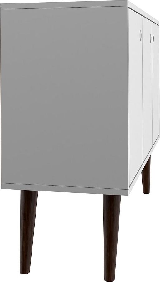 Manhattan Comfort Buffets & Sideboards - Mid-Century- Modern Bromma 35.43" Sideboard 2.0 with 3 Shelves in White